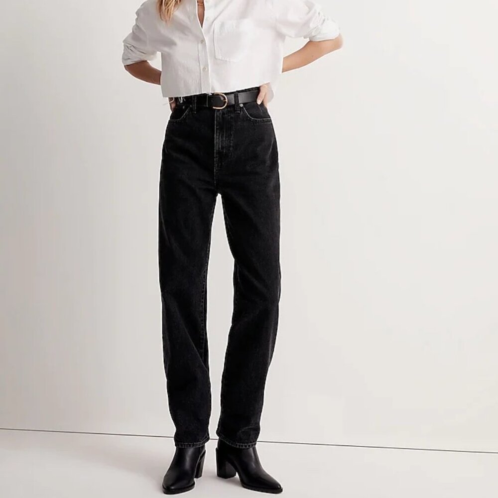 Madewell Baggy Straight Jeans in Grey/Black Size 25